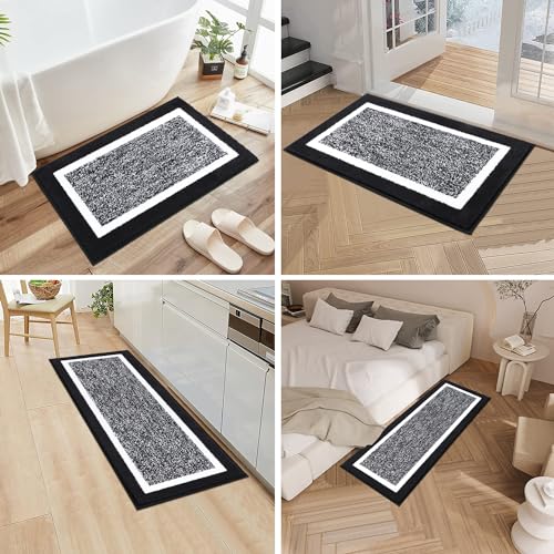 Pauwer Bathroom Rug Set 2 Piece, Non-Slip Absorbent Microfiber Bath Mats W62666