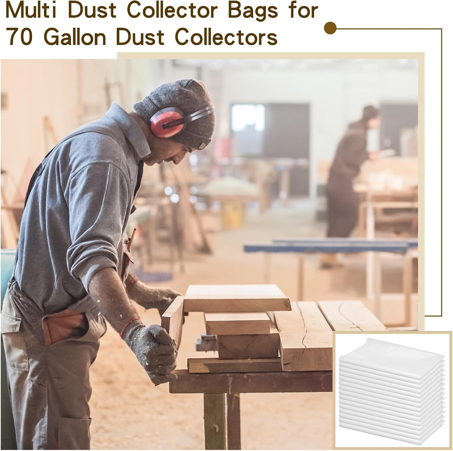 15 Pieces Dust Collector Bags 70 Gallon Replacement for Woodworking Q155