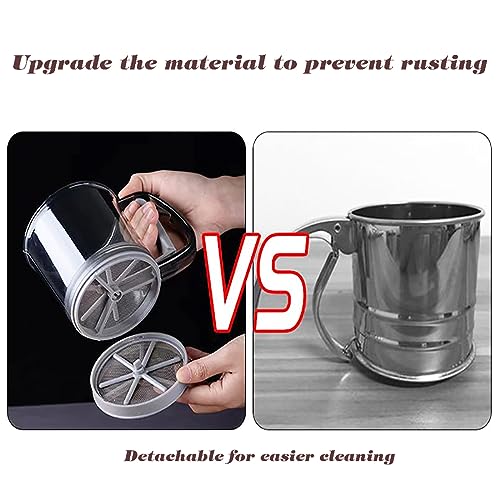 Flour Sifter with Hand Press, 3 Cup Fine Mesh, BPA Free, Gray R4259