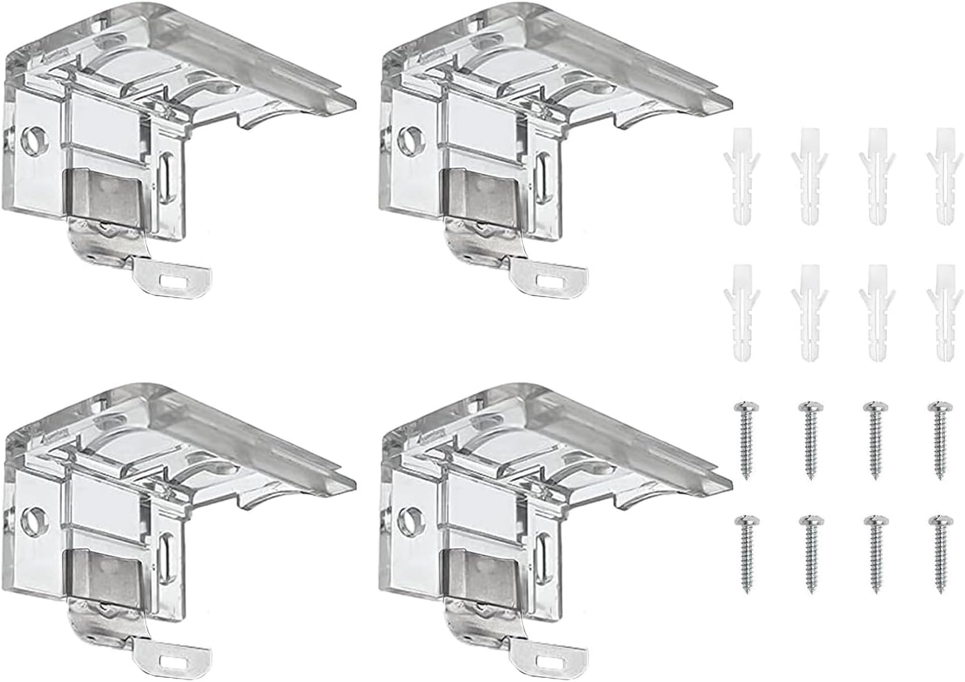 4pcs Mounting Bracket with Metal Clip, Cordless Shade Bracket, Mounting Bracket with Metal Clip for 1" (25MM) PVC Cordless Honeycomb & Pleated Shades, Cordless Honeycomb Headrail