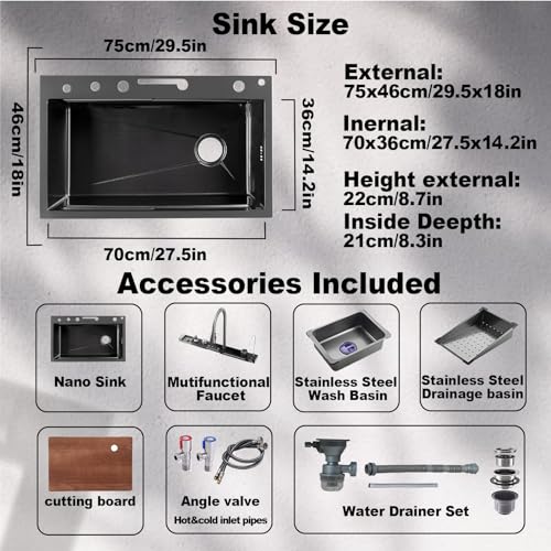 304 Stainless Steel Kitchen Sink with Dual Waterfall Outlets C6943