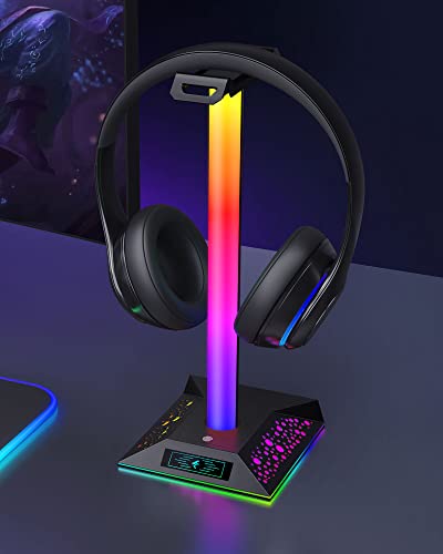 RGB Gaming Headset Stand with 2 USB Charger for PC Desk S9362