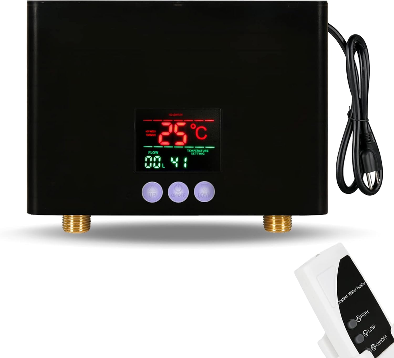 Tankless Electric Water Heater 110V 3000W Under Sink On Demand Instant Hot Water Heater for Kitchen Bathroom Washing (Black)