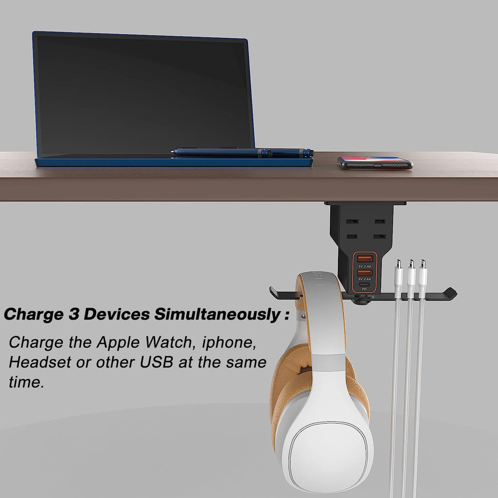 Headphone Stand with USB Charging Ports and AC Outlets G9292