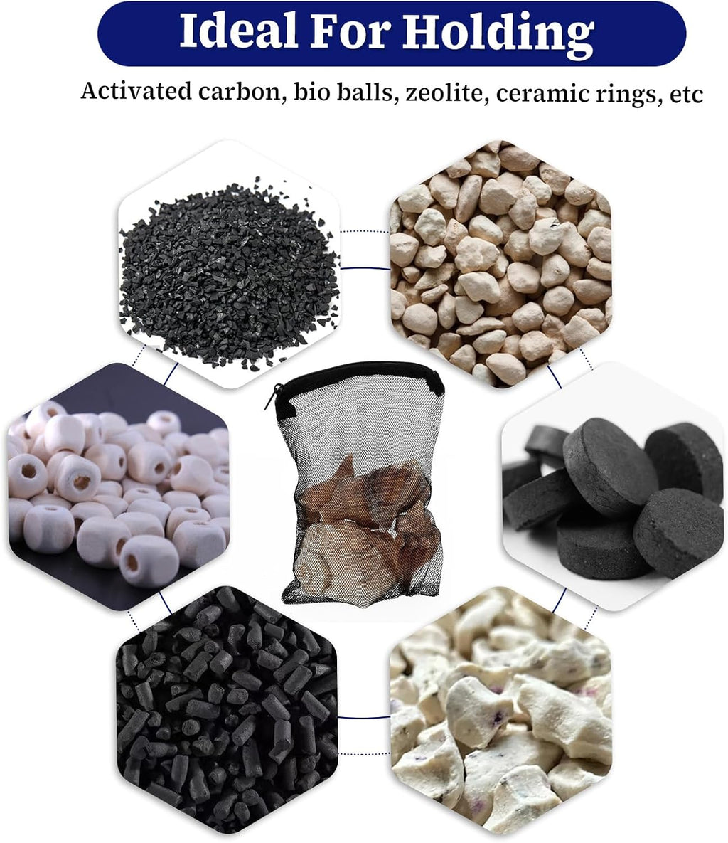 Aquarium Filter Media Bags with Zipper, Reusable Mesh Bags for Substrate L2299