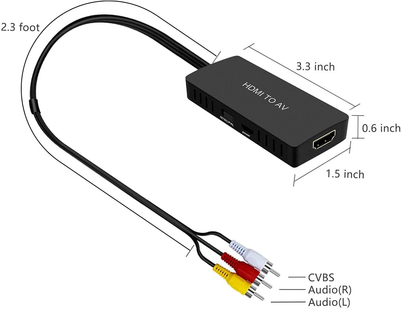 Dingsun HDMI to RCA Converter with HDMI Cable and Power Adapter W9116