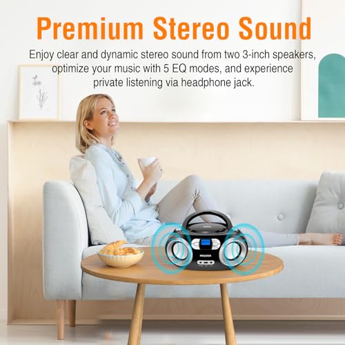 Megatek CB-M25BT Portable CD Player Boombox with Bluetooth and FM Radio Y658263