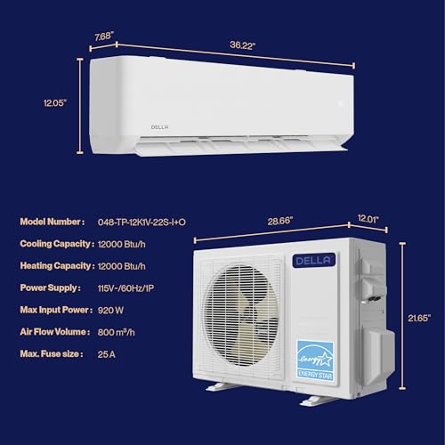 DELLA Optima Series Wifi Mini Split AC Inverter Heat Pump with Installation Kits R3774