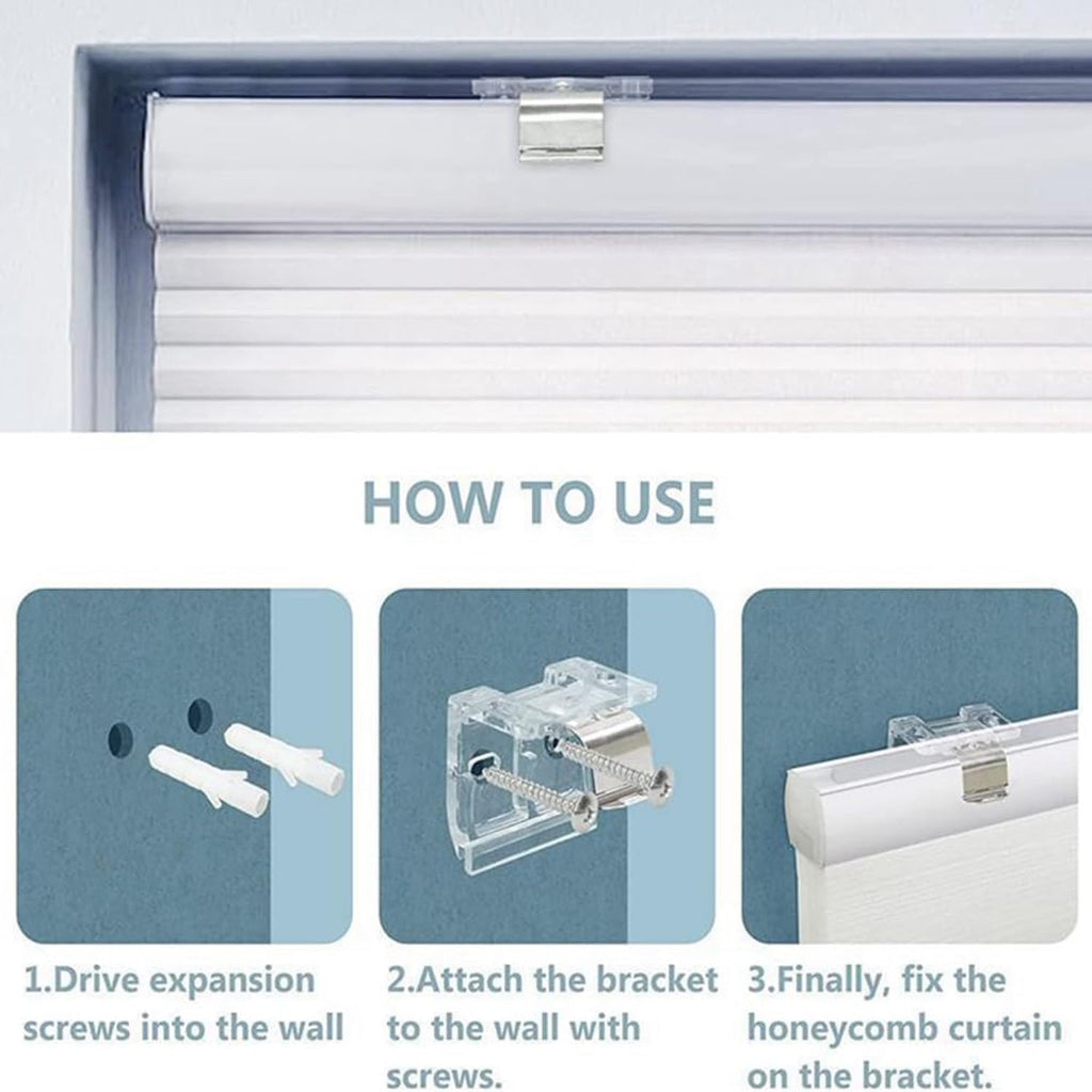 4pcs Cordless Shade Mounting Bracket with Metal Clip for 1" PVC Honeycomb Shades O633