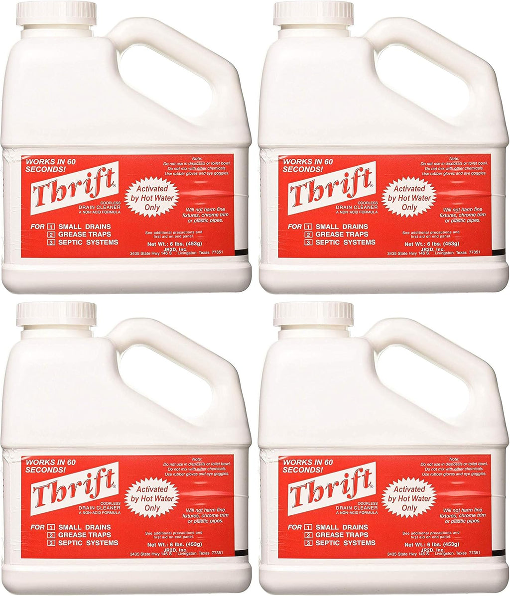 THRIFT FBA_T-600 T-600 Alkaline Based 6 lb. Granular Drain Cleaner, White (Fоur Расk)