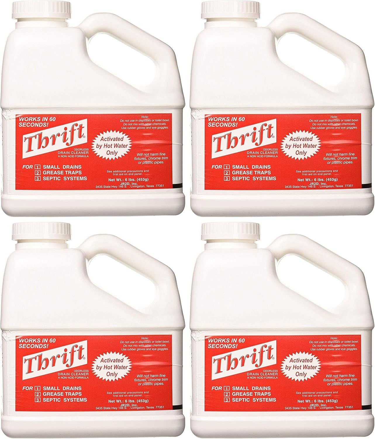 THRIFT FBA_T-600 T-600 Alkaline Based 6 lb. Granular Drain Cleaner, White (Fоur Расk)