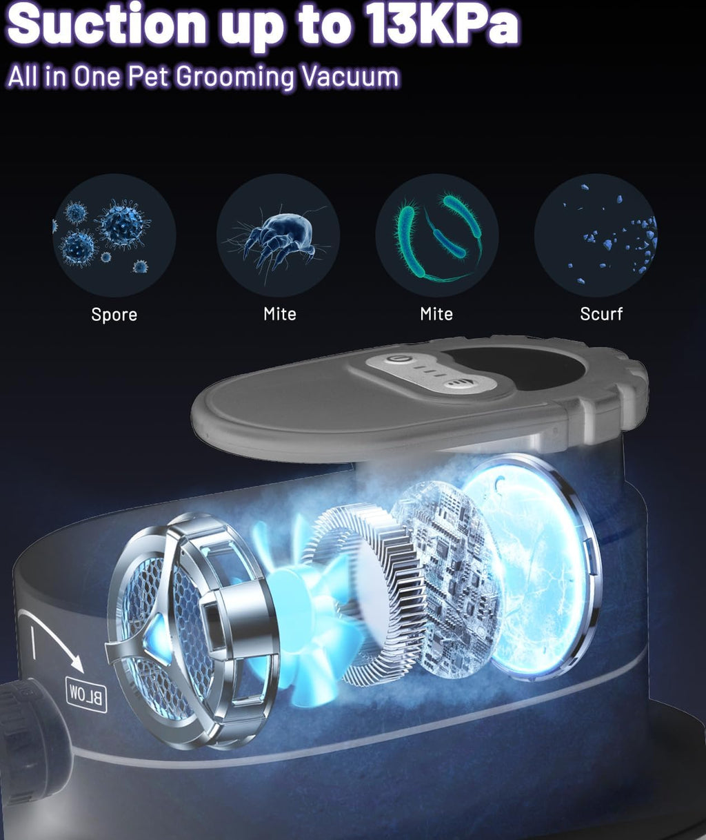 Pet Grooming Kit with Hair Vacuum, Blower & Clippers for Dogs Cats D5478
