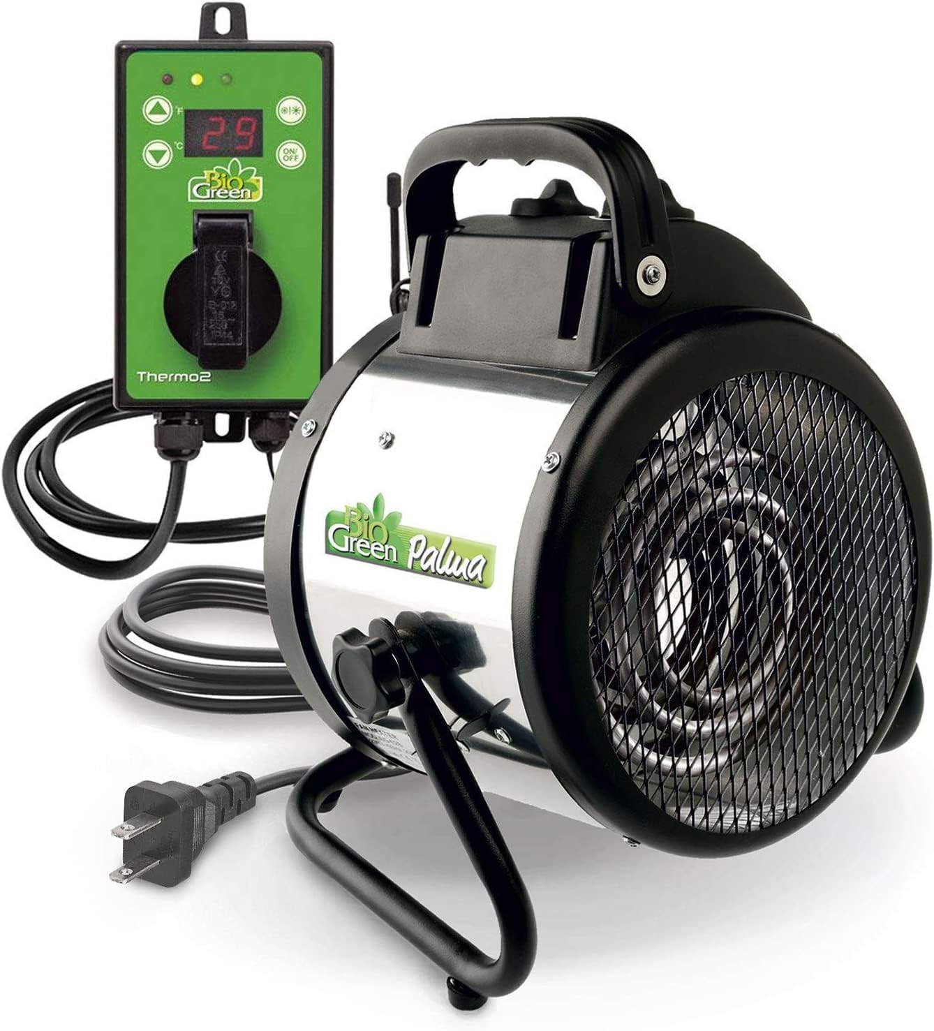 PAL 2.0/USDT Palma Greenhouse Heater with Thermostat - Fast Heating, Grow Tent Heater, Greenhouse Fan, Outdoor Heater & Electric Garage Warmer - 11”x 8”x12.5" - 110v Heater -2 Years Warranty