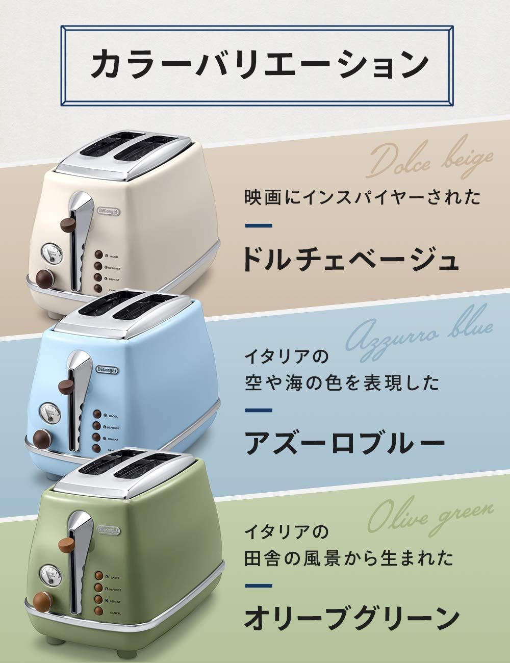 DeLonghi ICONA Vintage Pop-up Toaster CTOV2003J-BG Dolce Beige O682
