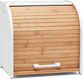 HOMEFULLY Bamboo Double Layer Bread Box for Kitchen Countertop, Roll Top Bread Box Wood, Extra Large Bread Box for Kitchen Storage, Modern Bread Bin Wooden