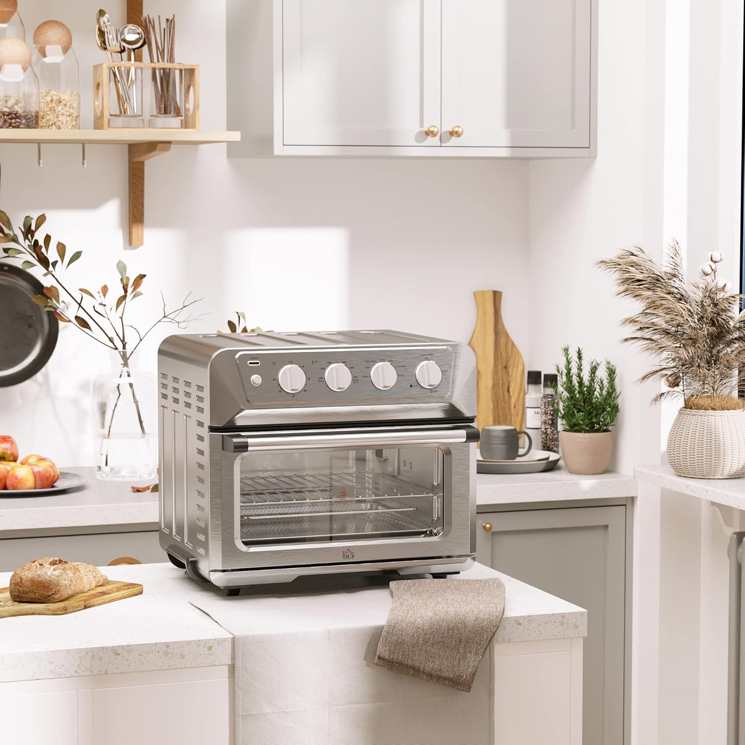 HOMCOM Air Fryer Toaster Oven 21QT 7-in-1 Convection Countertop, Stainless Steel N244857