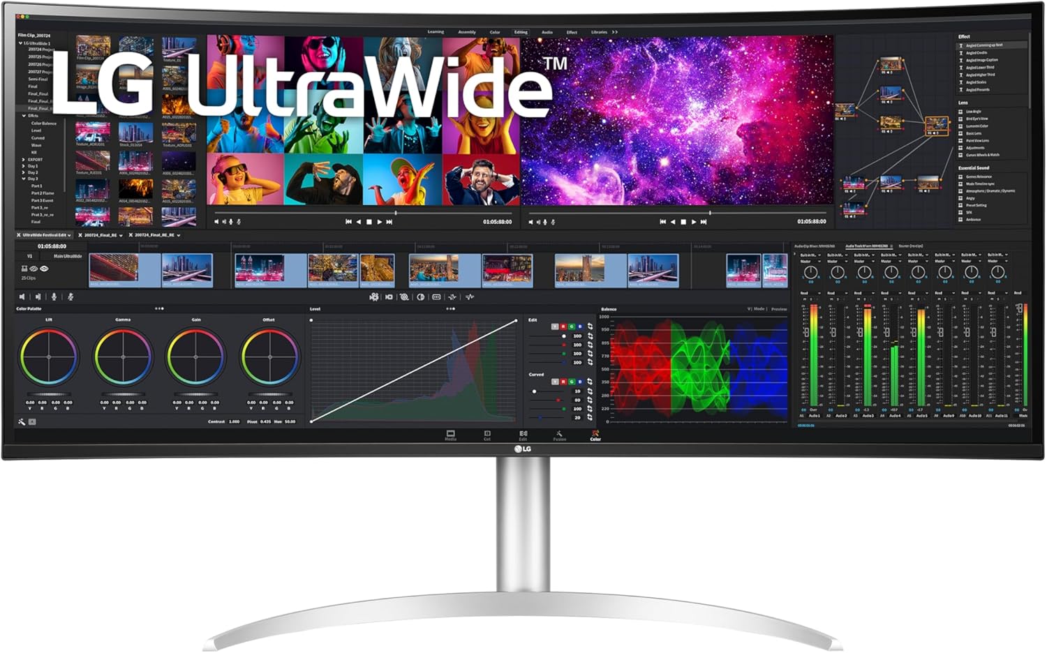 LG 40WP95C-W 40” UltraWide Curved WUHD (5120 x 2160) 5K2K Nano IPS Display, DCI-P3 98% (Typ.) with HDR10, Thunderbolt 4 with 96W PD, 3-Side Virtually Borderless Design Tilt/Height/Swivel Stand,Black