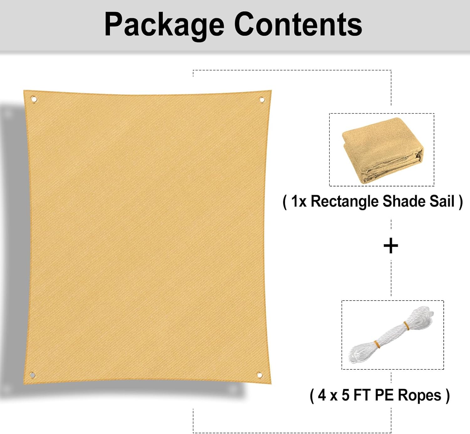 OutdoorLines Rectangle Sun Shade Sail 5 x 8 ft Sand O868