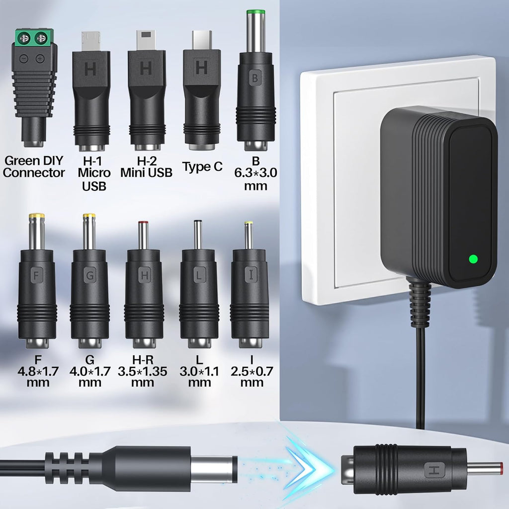 5V 1A Universal AC Adapter Power Supply with 10 Interchangeable Jacks U151