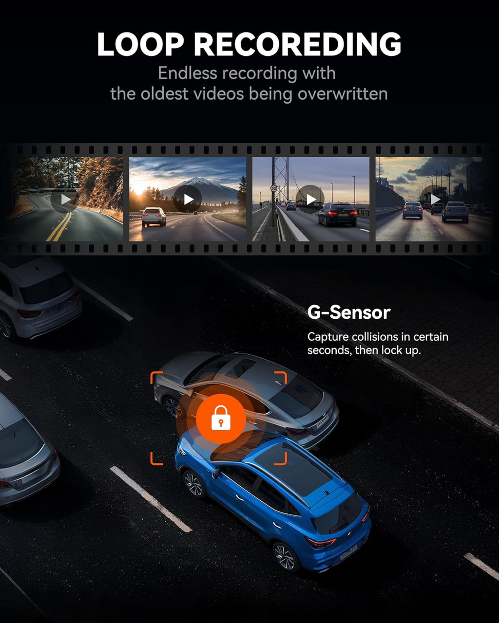 WOLFBOX G840S 12" 4K Mirror Dash Cam Backup Camera with Front and Rear Dual Cameras L37563