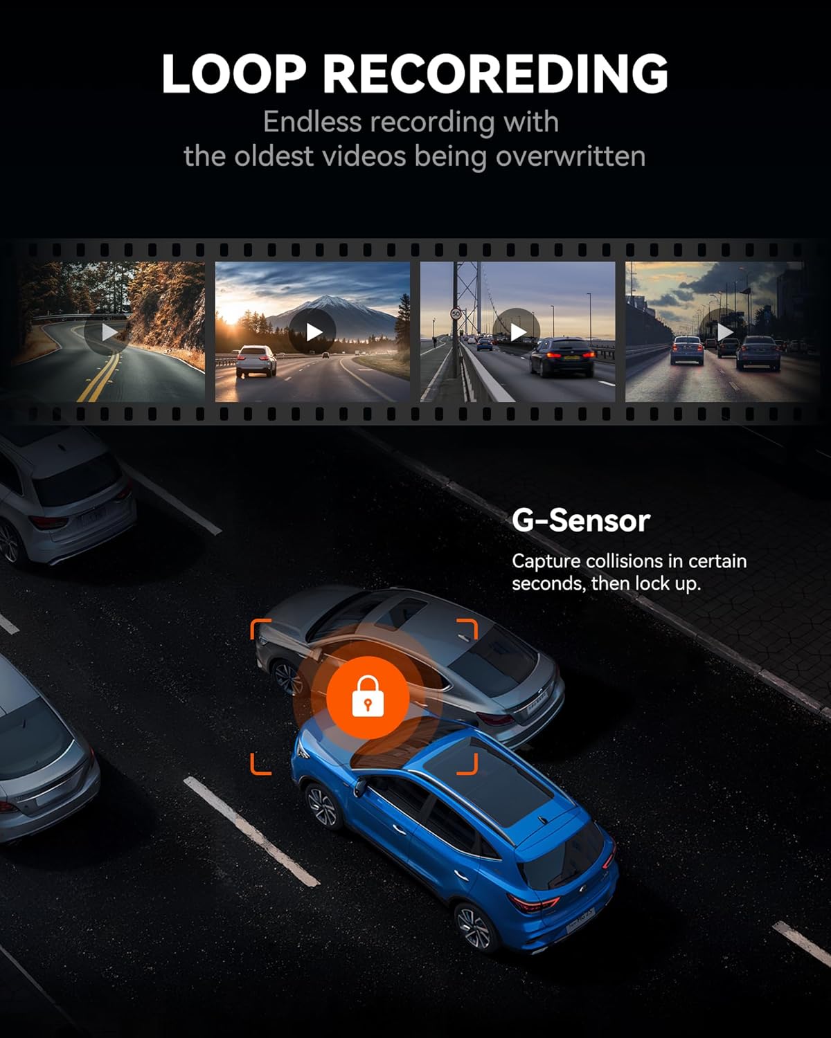 WOLFBOX G840S 12" 4K Mirror Dash Cam Backup Camera with Front and Rear Dual Cameras L37563
