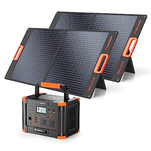 GRECELL Portable Power Station 1000W with Solar Panel