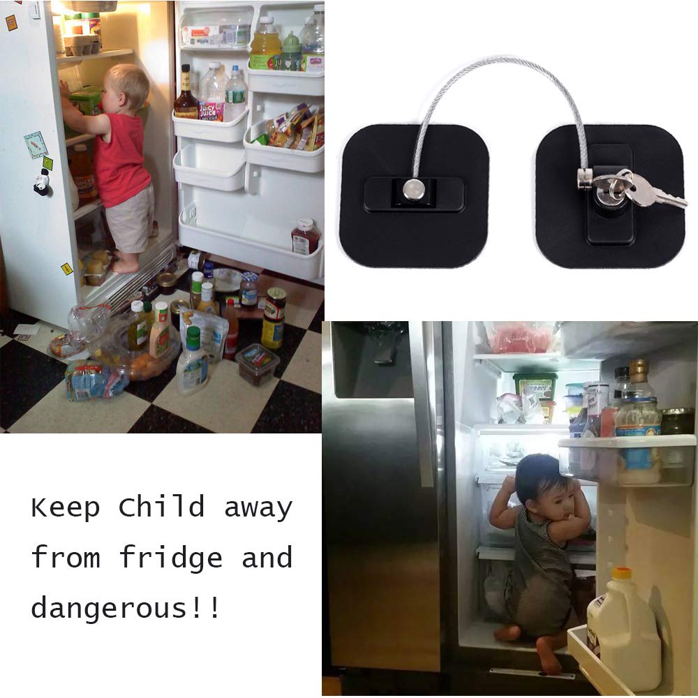 Refrigerator Lock with Keys for Child Proof, Black, 1 Pack J798148