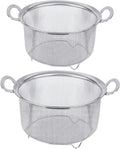 2 Pack Strainers for Kitchen, 18/8 Stainless Steel Colander with Handles, Fine Mesh Strainer for Pasta, Rice and Fruit, Sieve with Resting Feet to Strain, Rinse, Steam or Cook Vegetables (4Qt and 3Qt)