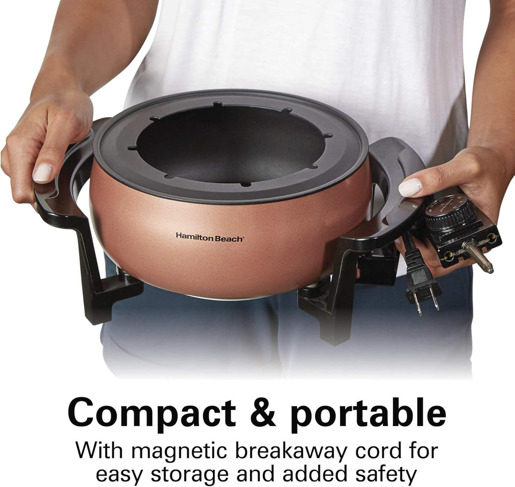 Hamilton Beach 3 Quart Electric Fondue Pot Set with Temperature Control D454472