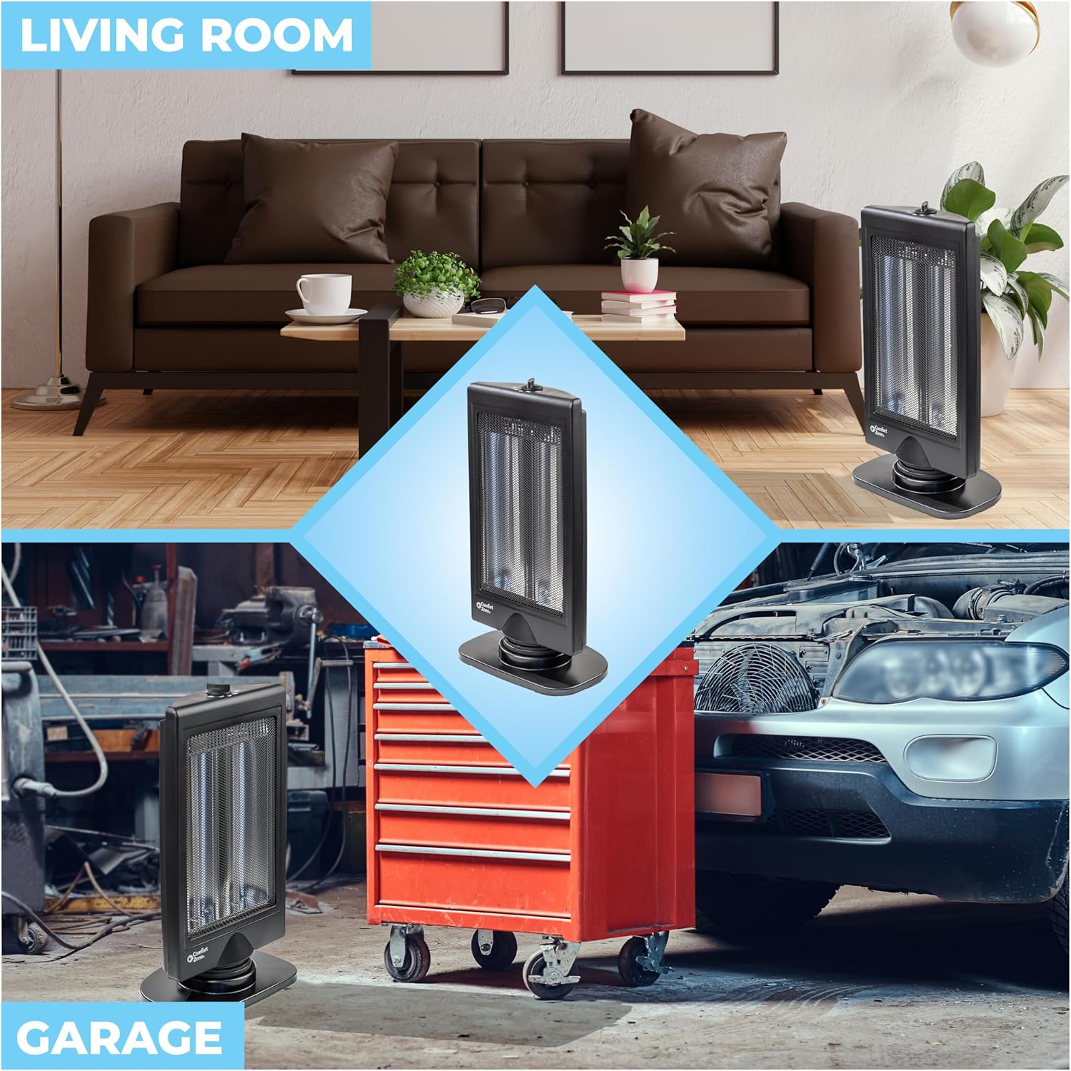 Comfort Zone Oscillating Portable Space Heater, 800W, CZHTV9 O65610