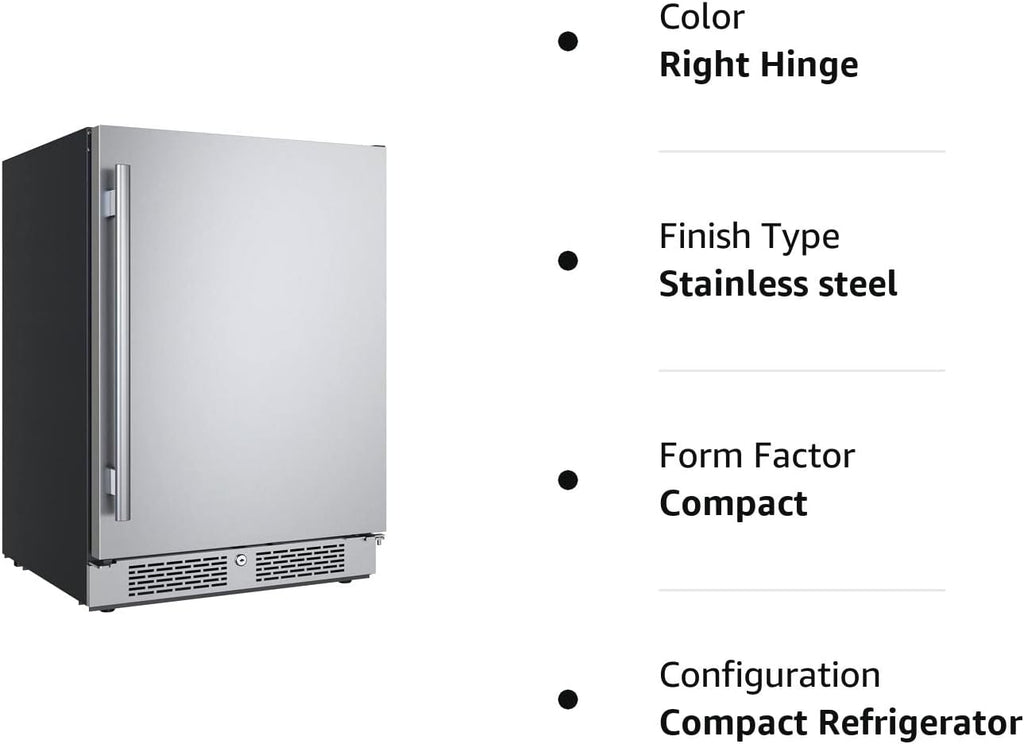 Avallon AFR242SSRH 24 Inch Built-In Compact Refrigerator with Right Hinge M7315