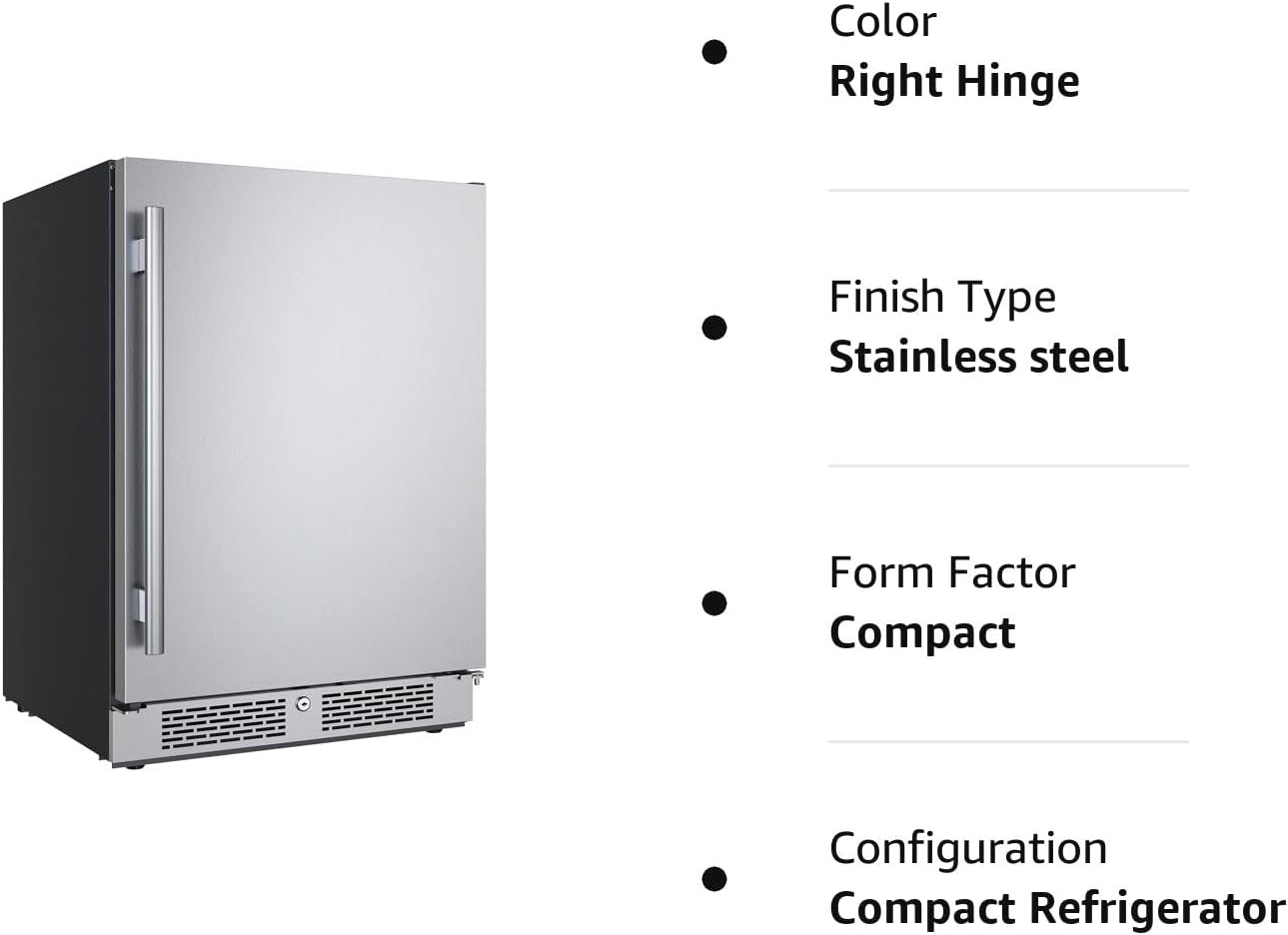 Avallon AFR242SSRH 24 Inch Built-In Compact Refrigerator with Right Hinge M7315