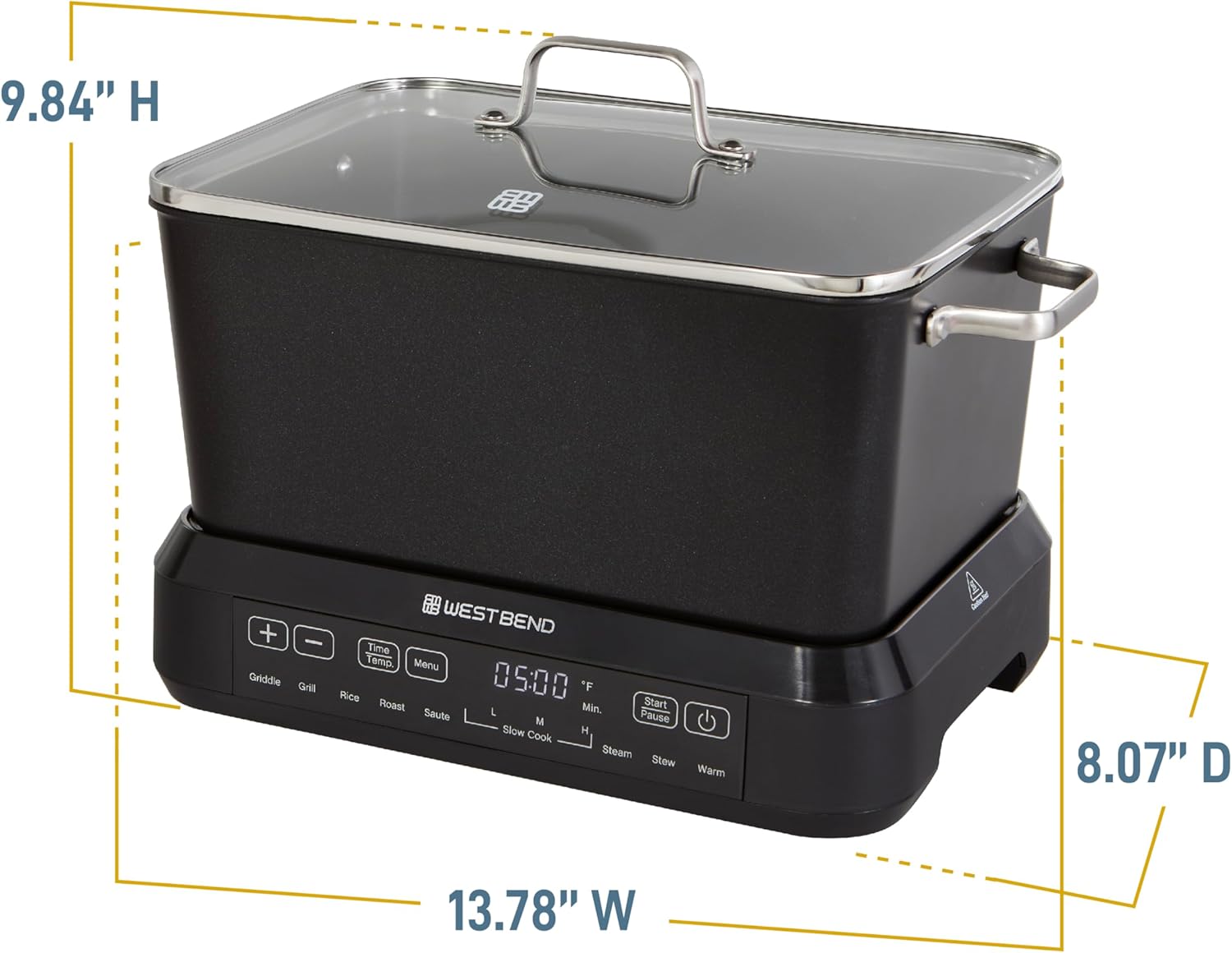 West Bend Versatility Plus Slow Cooker, 6-Quart, Non-Stick, Black S7173