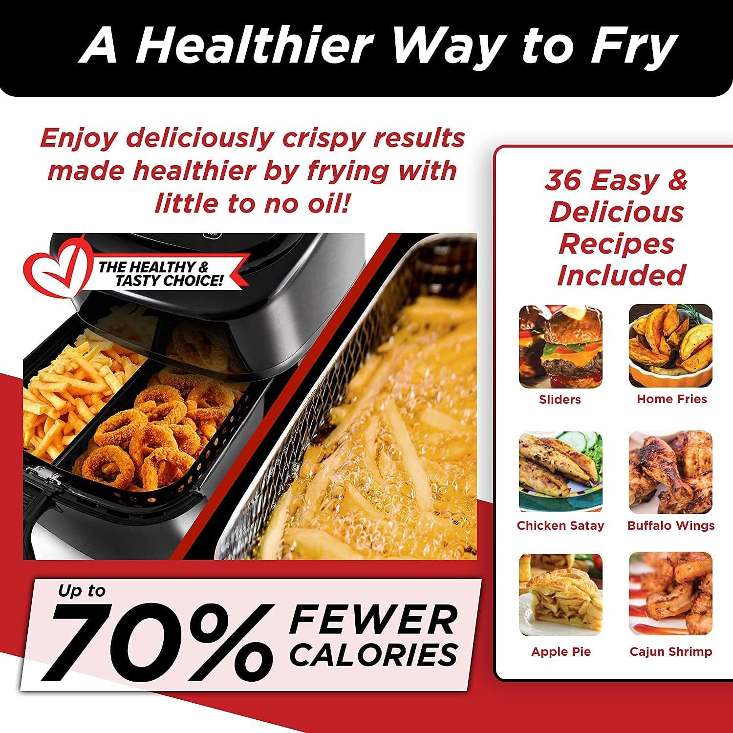 Nuwave Brio 6-Quart Digital Air Fryer with Non-Stick Baking Pan and Cooking Rack, Black G9833