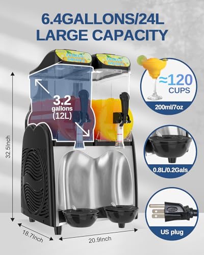 GSEICE Slushy Machine for Margaritas Daiquiris, 110V, Commercial & Home Use U3553