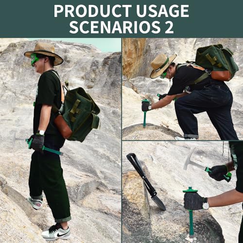 Geology Rock Pick Hammer Kit 15 PCS with Digging Chisels & Shovel E8177
