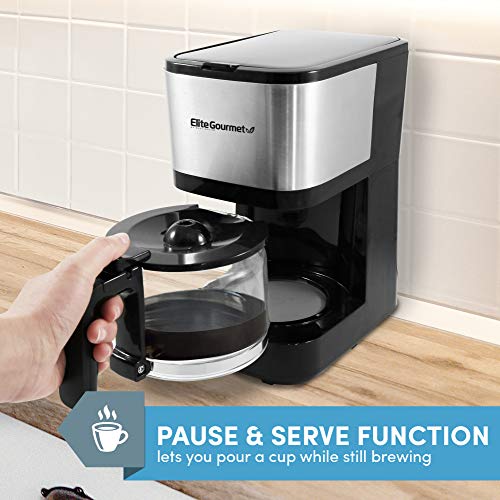Elite Gourmet Automatic Drip Coffee Maker with Reusable Filter H225316