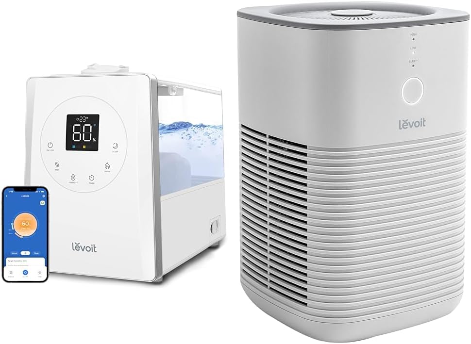 LEVOIT LV600S Smart Warm and Cool Mist Humidifiers for Home Bedroom Large Room & Air Purifier for Home Bedroom, HEPA Fresheners Filter Small Room Cleaner