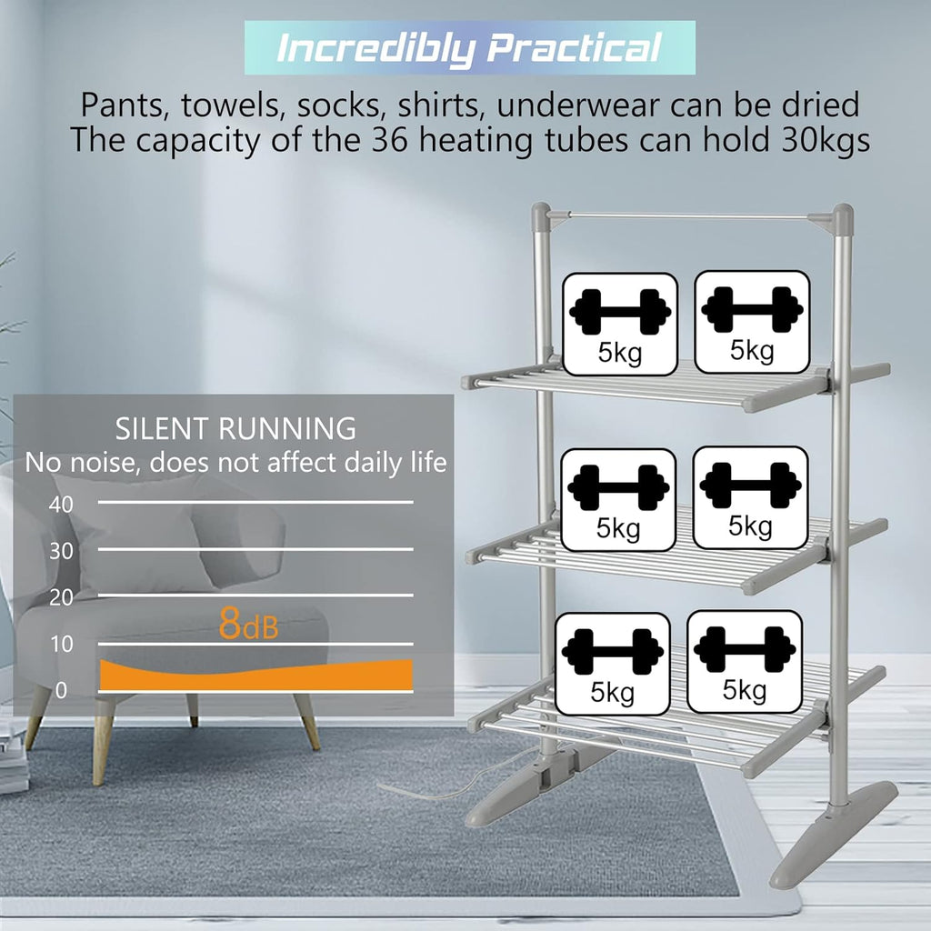 Heated Clothes Drying Rack Folding Electric Laundry Dryer O5526