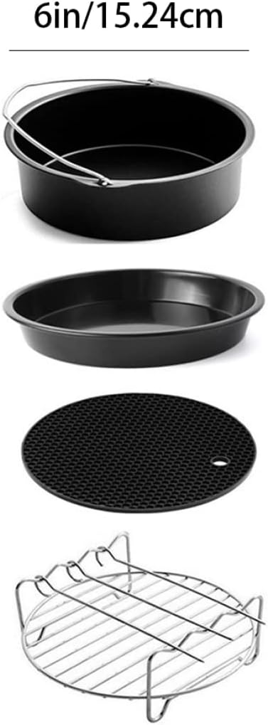 Air Fryer Accessory Kit, 10PCS Non-Stick Baking Tray, Pan & Barbecue Stand for 6-Inch Tower Air Fryer S10710