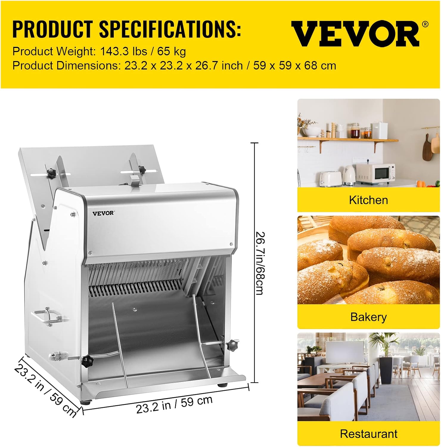 VEVOR Commercial Toast Bread Slicer 12mm Electric Bread Cutting Machine 110V H217