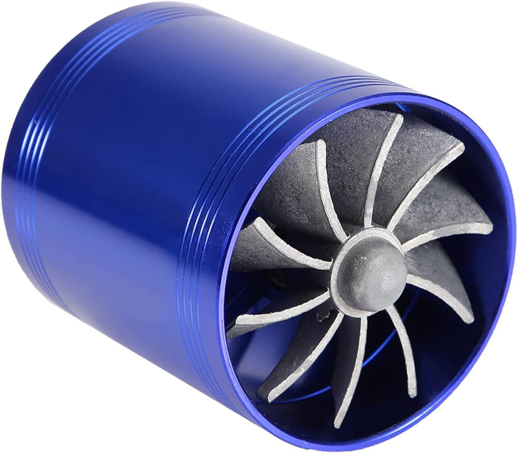Air Intake Twin Fan Turbocharger Fuel Saver (Blue) B31047