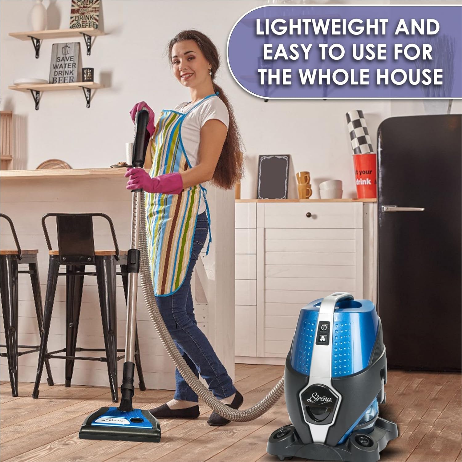 Sirena Bagless Vacuum Cleaner Premium Pack with Water Filtration, HEPA Filter and Turbo Brush L39909