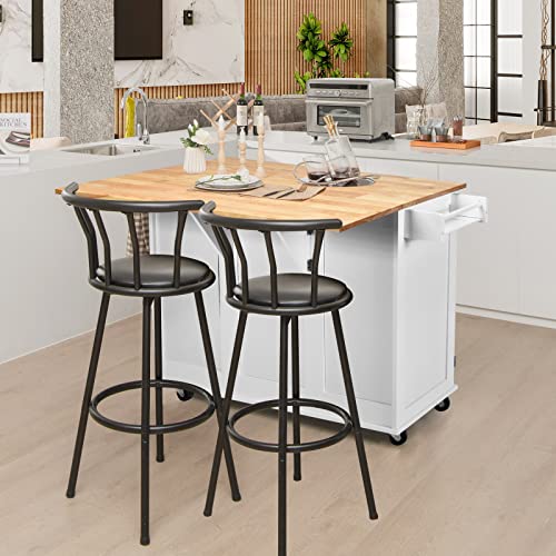 SILKYDRY Kitchen Island with Stainless Steel Top and Storage Cabinet H59405