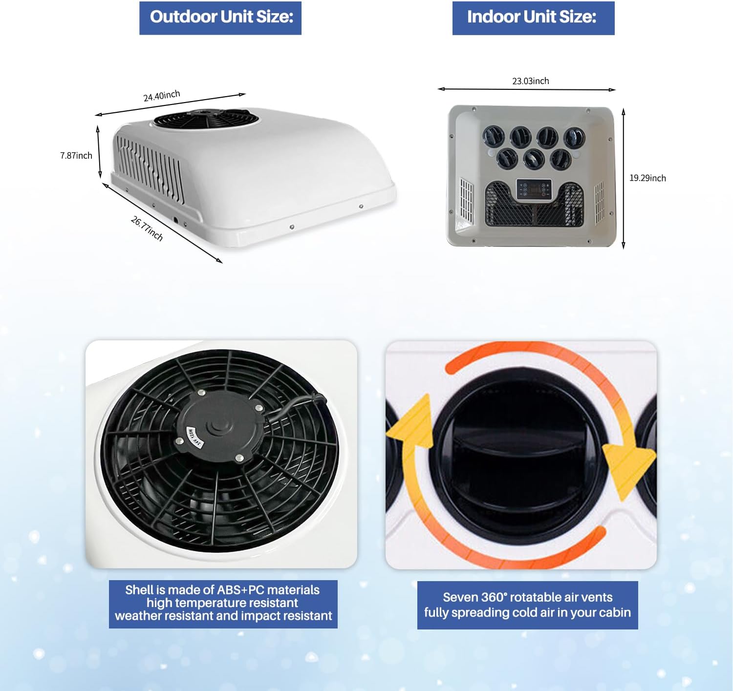 12V RV Rooftop Air Conditioner 8800BTU Heat and Cool for Truck Trailer Camper Van M751056