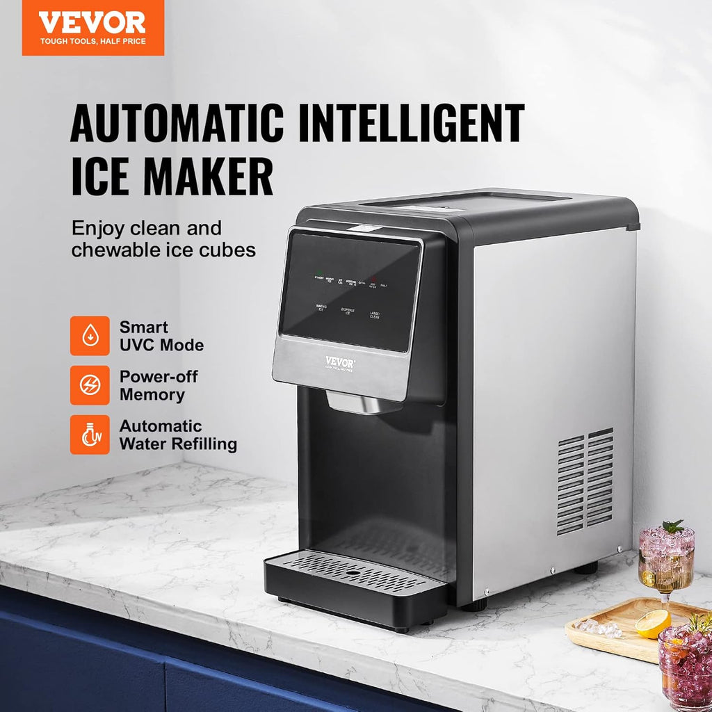 VEVOR Nugget Ice Maker, Self-Cleaning Countertop Ice Dispenser T2172