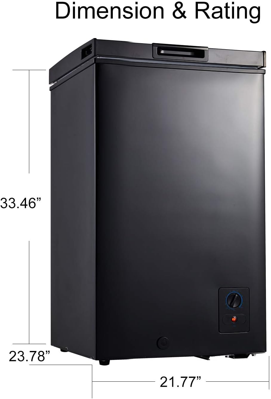 Kalamera 3.5 Cu.ft Chest Freezer for Home, Black, KCF-100-SS G8994