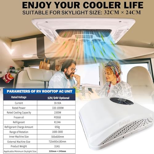 RV Air Conditioner with Heat 12V Rooftop AC Unit for Camper, Trailer, Caravan T3458