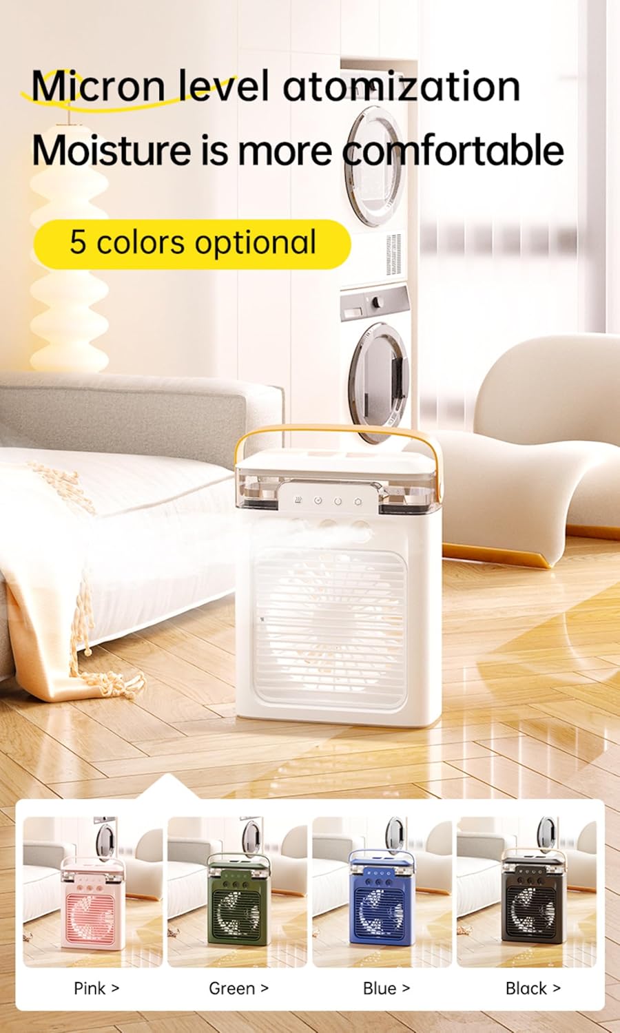 Mini Air Cooler Portable Evaporative Desktop Fan for Home Office Camping Car White V353