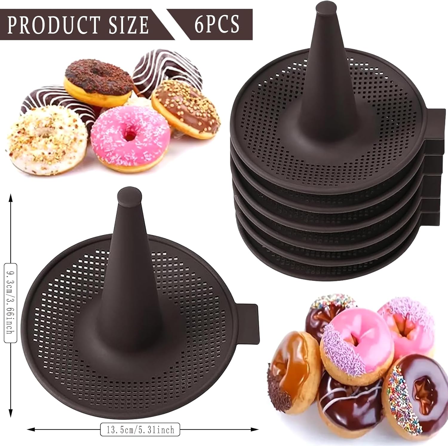 Donut Mold for Baking, 6Pcs Silicone Conical Doughnut Pans N30030